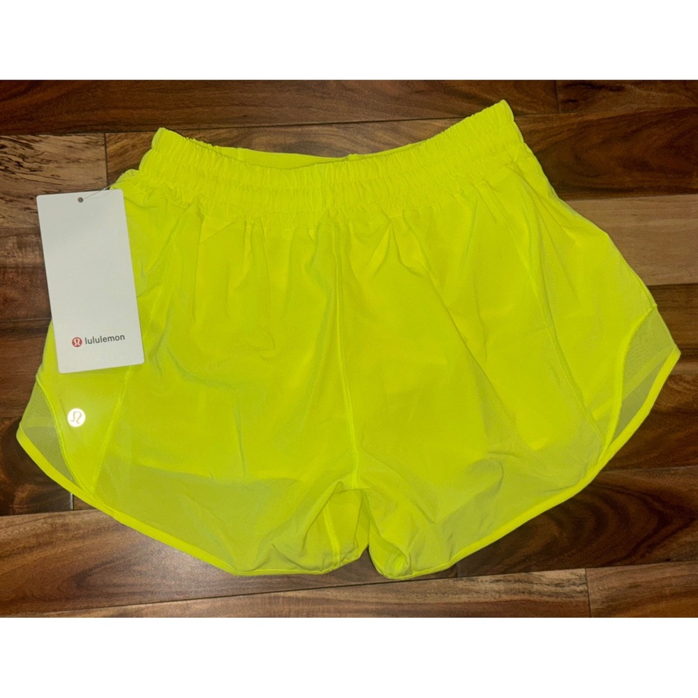 Lululemon Hotty Hot LR Short 4" Lined Electric Lemon Yellow ELLE Size 6 - Picture 2 of 6